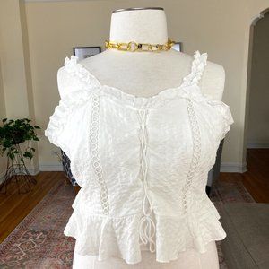 Women's Plus 4X Shein Curve White Flutter Strap Summer Top